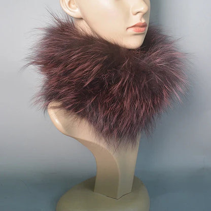 2025 Real Fox Fur Scarf and Headband – Luxury Winter Neck Warmer for Women, 100% Natural Fur, Elastic Ring Muffler