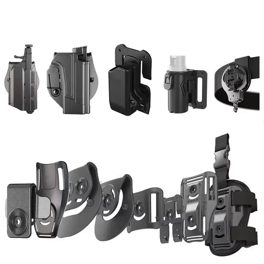 T40 Tactical Drop Leg Holster Gun Belt – Adjustable Molle Low-Ride Pouch for Pistol, Mag, Handcuff & Pepper Spray Storage