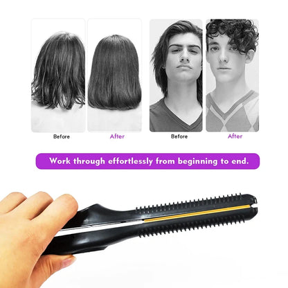 2-in-1 Ceramic Hair Straightener & Curler - Professional Flat Iron for Short Hair, Women, Men & Beard Styling