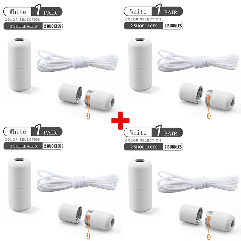 Elastic No Tie Shoelaces - Quick Lock Metal Laces for Kids & Adults Sneakers, Lazy Shoe Strings