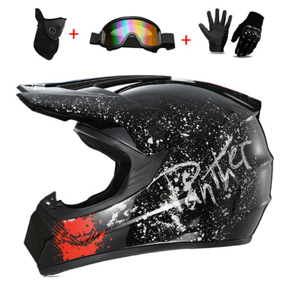 Youth & Kids Motorcycle Full Helmet - Children’s Motocross Casco Moto, Off-Road Protective Helmet with Goggles & Gloves
