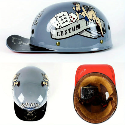 Retro Motorcycle Helmet for Men – Half Face Moto Helmet with Baseball Cap Design, DOT Certified Cycling Capacete De Moto