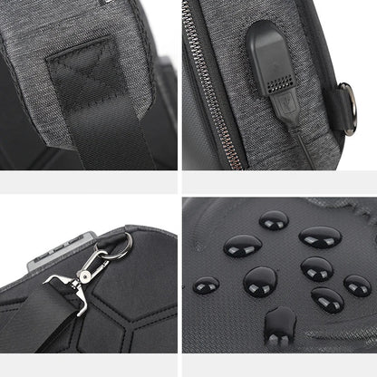 Running Chest Bag for Men - USB Charging Fashion Sling Pack, Crossbody Motor Cycling Backpack for College Students, Unisex