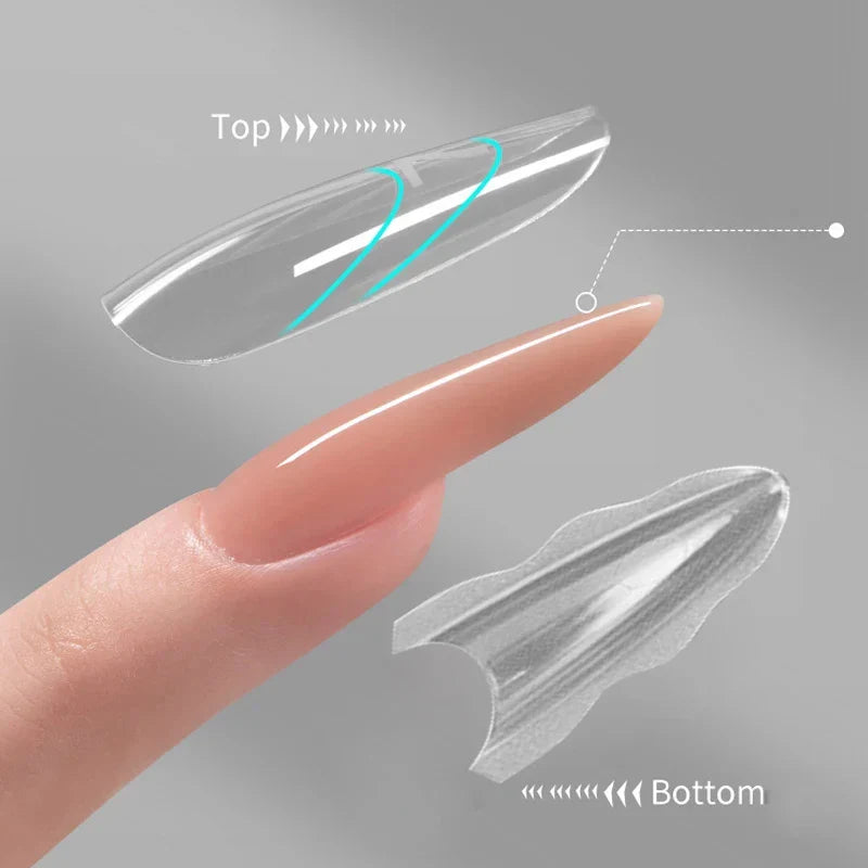 180pcs Sandwich Dual Nail Forms – 15 Sizes Coffin & Almond Nail Extension Molds for Manicure, Top & Bottom Forms