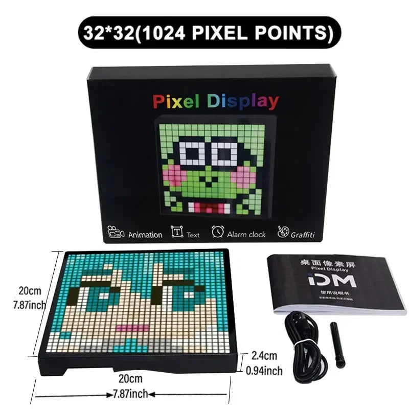 Smart RGB LED Pixel Matrix Display – Bluetooth App Controlled DIY Graffiti Animation Frame for Gaming Room & Modern Wall Decor