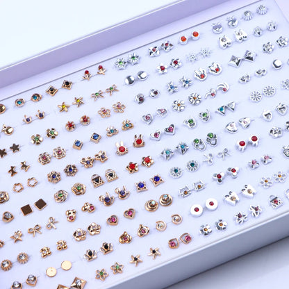 36 Pairs Colorful Rhinestone Stud Earrings – Mixed Animal & Fruit Styles for Women & Girls, Wedding & Party Jewelry Gift
