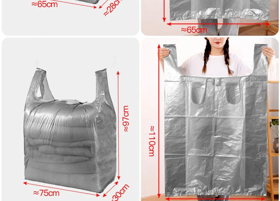 10PCS Large Capacity Thick Plastic Storage Bags — Moving & Packaging Bags for Clothes, Toys, Bedding & Blankets