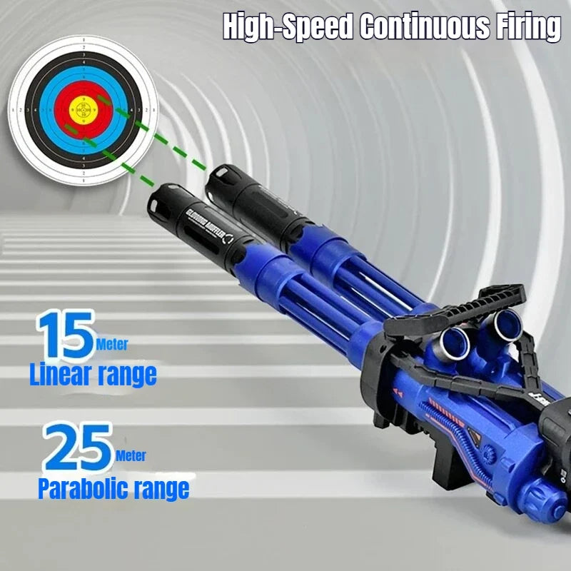 Jianfeng Gatling Soft Dart Blaster - Double Barrel Electric Rotary Launcher for Outdoor Shooting Games