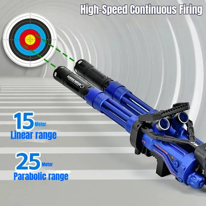 Jianfeng Gatling Soft Dart Blaster - Double Barrel Electric Rotary Launcher for Outdoor Shooting Games