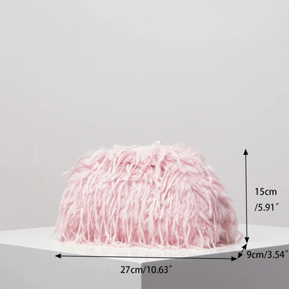 Dopamine Y2K Plush Clutch Bag – Candy-Colored Women's Clip Purse for Dinner or Party Dresses