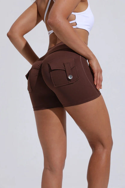QINACTIVE Women’s Yoga Shorts — High Waist Scrunched Butt Pocket Push-Up Gym Leggings & Sexy Booty Fitness Tights