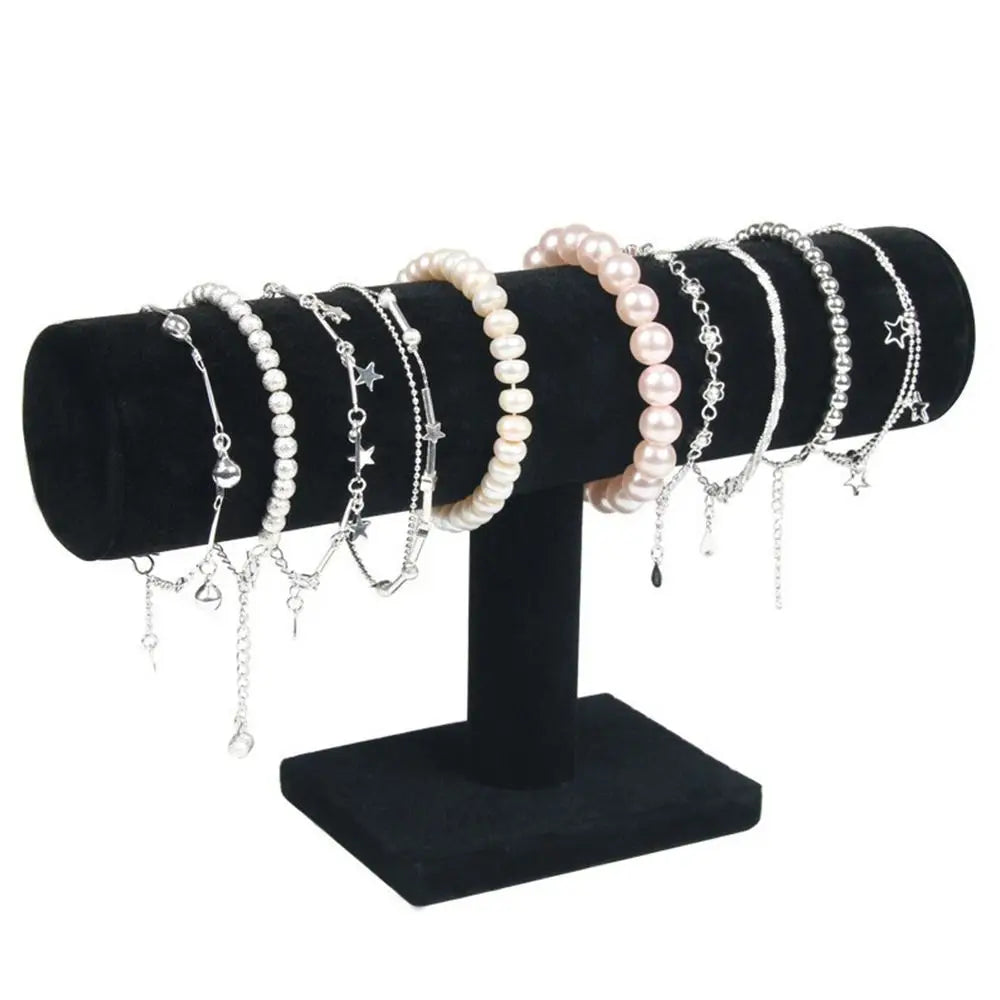 6-Color Upright Velvet Bracelet & Chain Watch Display Rack – Hard Jewelry Organizer Stand Holder