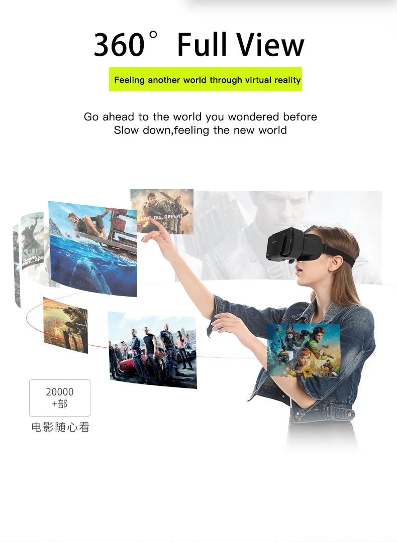 Shinecon 3D VR Headset – Virtual Reality Glasses with Helmet Lenses for Smartphones