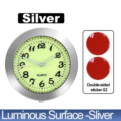 Luminous Stick-On Car Clock – Mini Quartz Digital Dashboard Watch, Glow-in-the-Dark Auto Interior Time Ornament & Car Accessory Gift