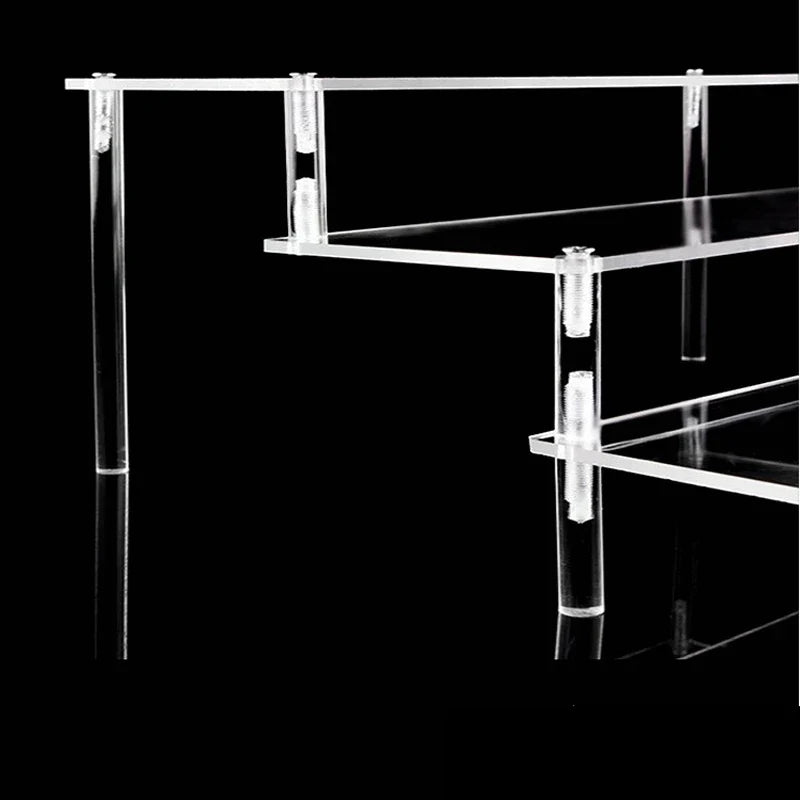 Acrylic Display Stand Rack - 1-4 Tier Transparent Trapezoid Organizer Shelf For Cupcakes, Perfume, Dolls & Collectibles
