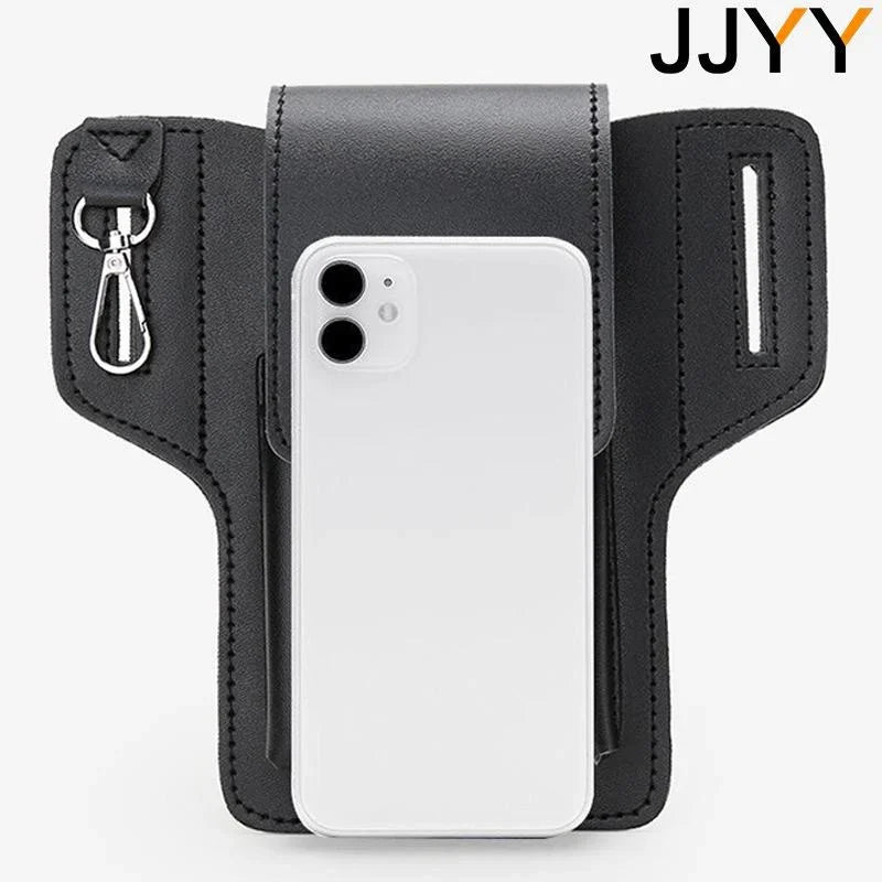 Men’s Leather Vintage Waist Bag – Phone Holster Pouch for Travel, Hiking & Outdoor Use