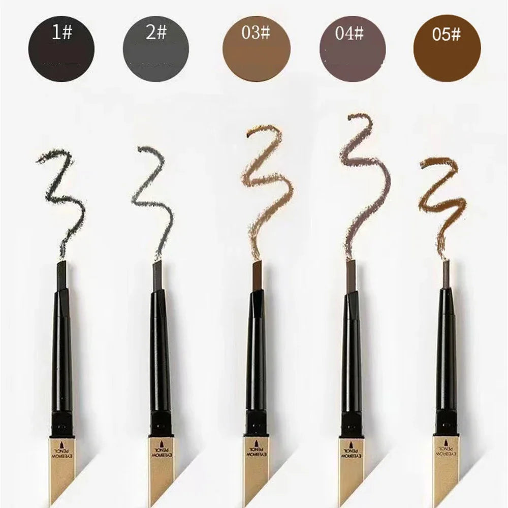 5-Color Double Head Eyebrow Pencil with Brush – Waterproof Sweatproof Eyebrow Gel Tattoo Stick