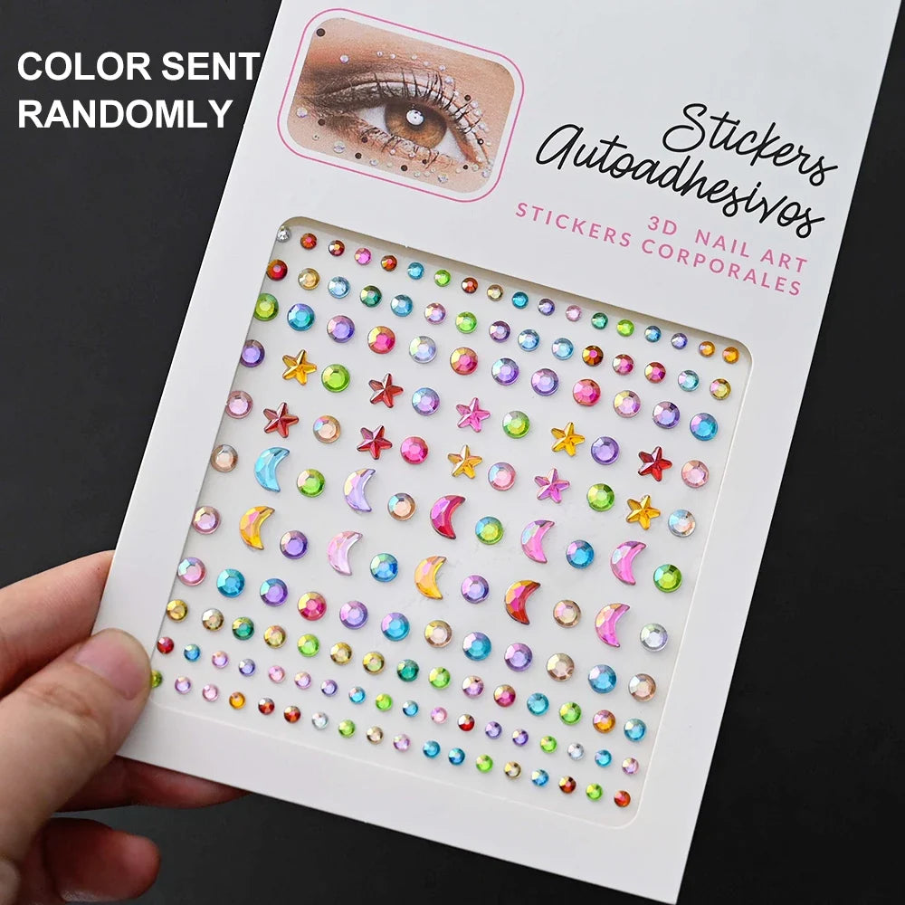 5D Face Diamond Gem Stickers - Colorful Rhinestone Body Makeup Tattoo for Festival, Nail Art & DIY Bling Style