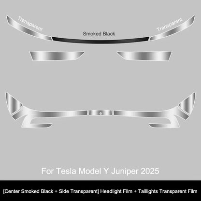 Tesla Model Y 2025 TPU Blackened Headlight & Taillight Protective Film – Juniper Color Changing Film