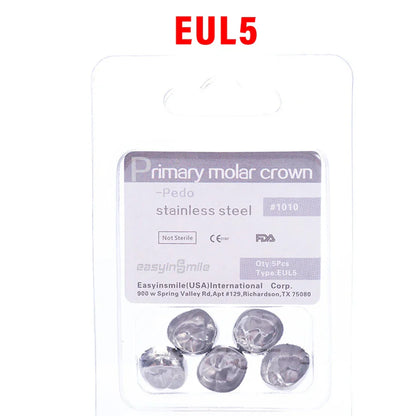 5PCS EASYINSMILE Kids Stainless Steel Dental Crowns – Primary Molar Teeth Refill D2-D7