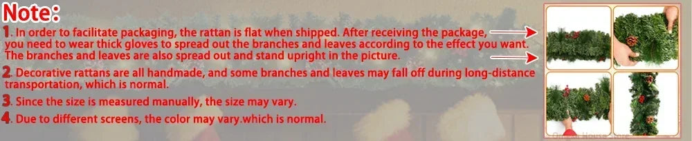 2.7M Christmas Garland – Artificial Pine Rattan Wreath for Tree, Home, Wall, Door & Fireplace Decor