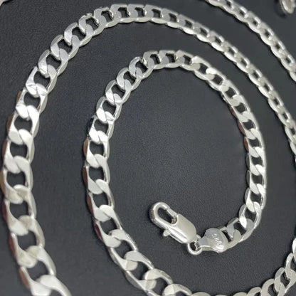 Men’s 925 Sterling Silver Face Chain Necklace — 2/4/6/8/10/12MM, 40–75cm with Lobster Clasp, Engagement Jewelry Gift for Men & Women
