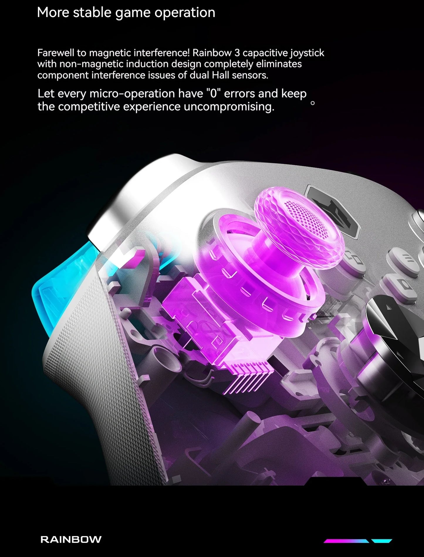 Bigbigwon Rainbow3 Wireless Game Controller Charging Base – RGB Magnetic Dock for PC Gaming