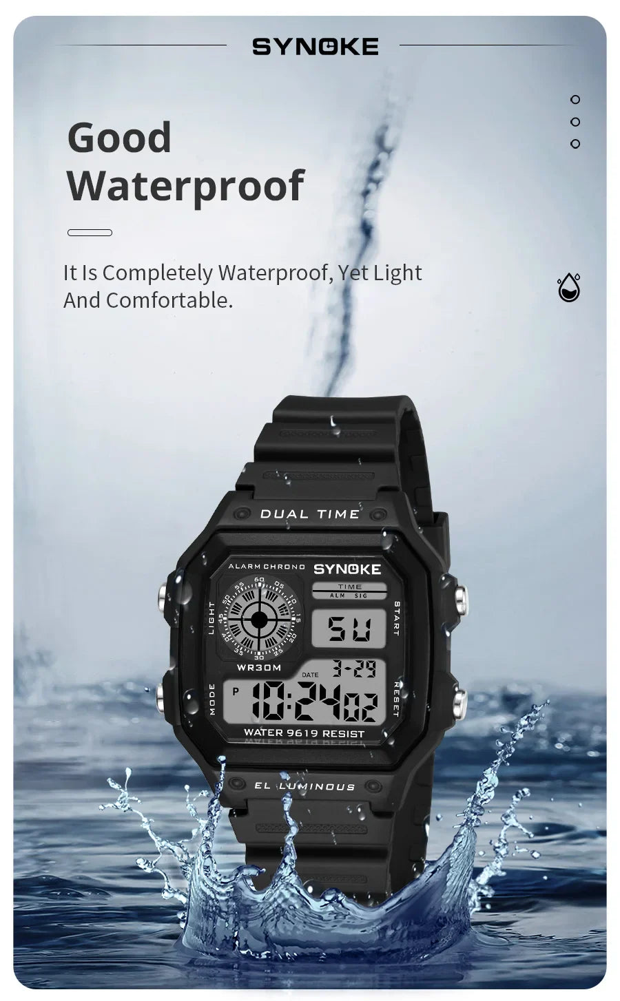SYNOKE Men's Military Digital Sports Watch – Waterproof Luminous Chronograph Electronic Wristwatch