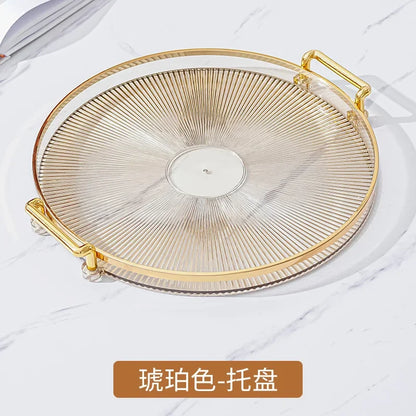 Round Acrylic Storage Tray - Coffee Table Tea Cup Organizer for Home Living Room and Aromatherapy Decor