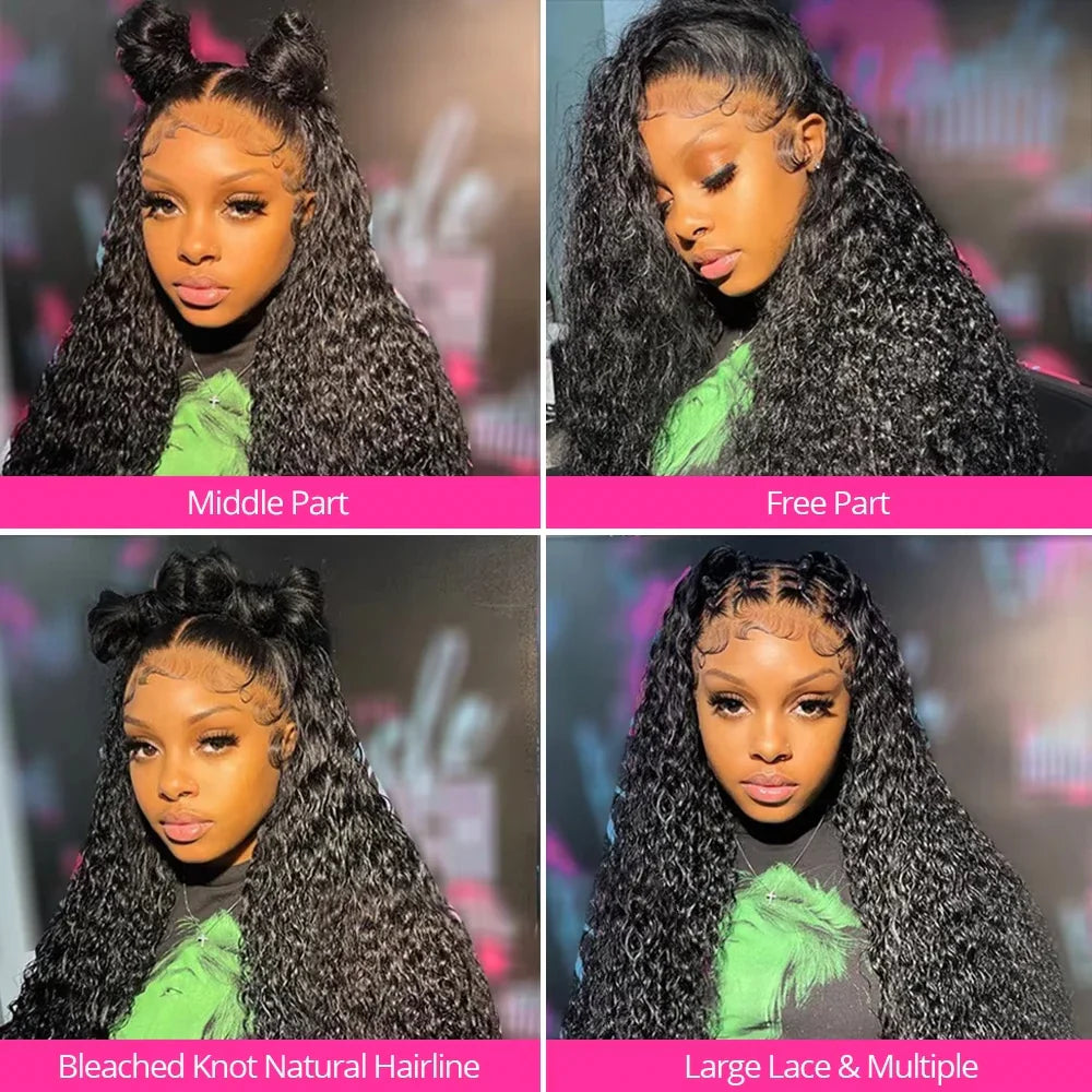 Deep Wave HD Lace Frontal Wig – 13x4/13x6 Water Wave Curly 30” Human Hair Lace Front Wig Clearance Sale