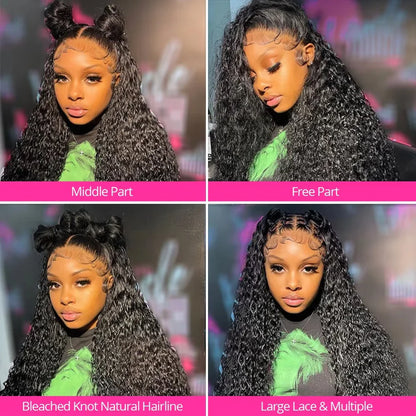 Deep Wave HD Lace Frontal Wig – 13x4/13x6 Water Wave Curly 30” Human Hair Lace Front Wig Clearance Sale