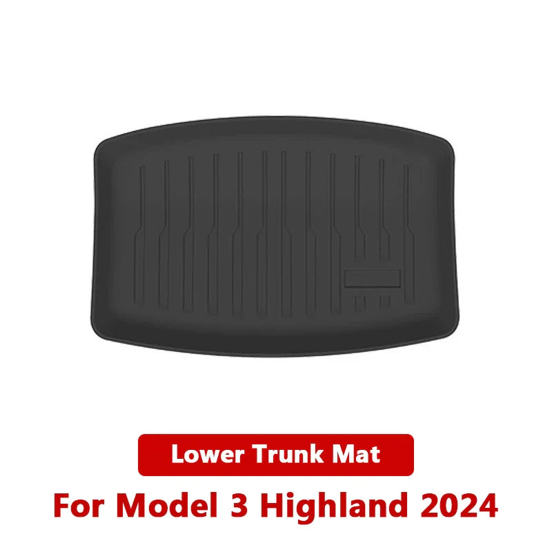 Tesla Model 3 Highland 2024 TPE Trunk Mats – Waterproof Front & Rear Layered Carpet Pads