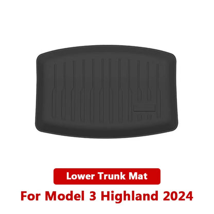 Tesla Model 3 Highland 2024 TPE Trunk Mats – Waterproof Front & Rear Layered Carpet Pads