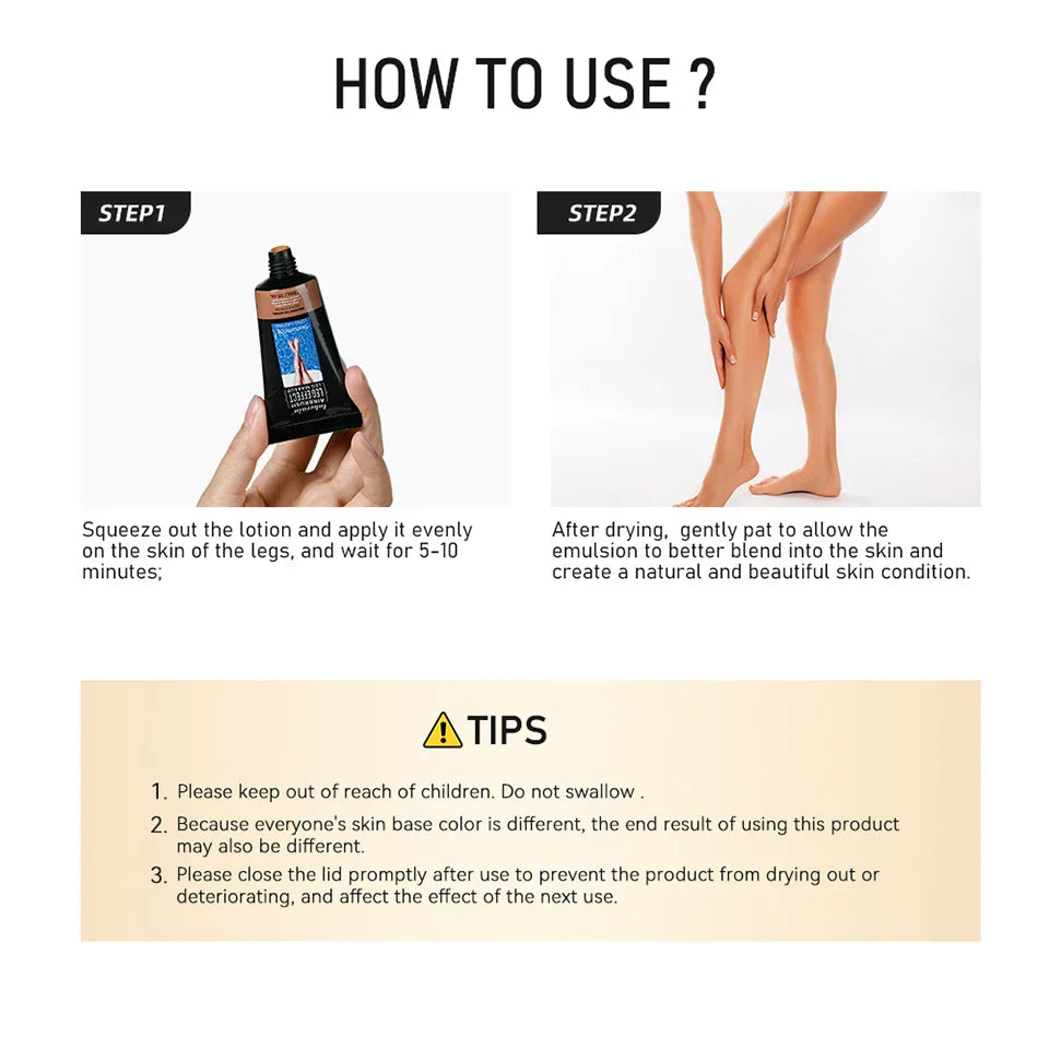 30g Moisturizing Leg & Body Foundation — Liquid Fake Tan Cream for Even Skin Tone and Skin Care