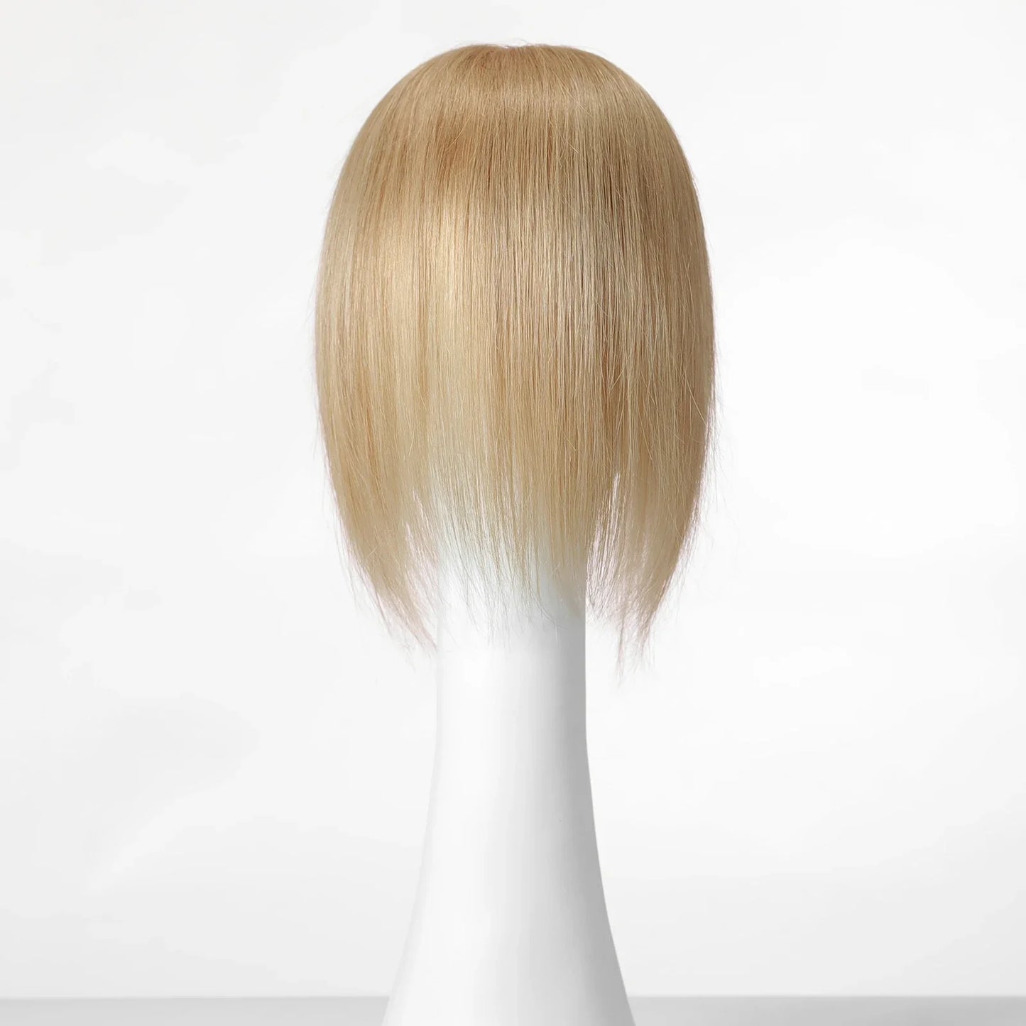 14" Gray Blonde Human Hair Topper – Mono Lace Base, 4 Clips, Natural Look for Thinning Hair