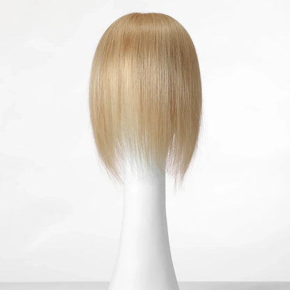 14" Gray Blonde Human Hair Topper – Mono Lace Base, 4 Clips, Natural Look for Thinning Hair