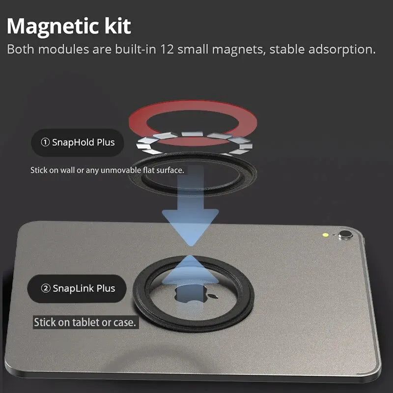 Magnetic Tablet Wall Mount – iPad Holder with SnapHold Sticker for Home, Office, Fridge & More