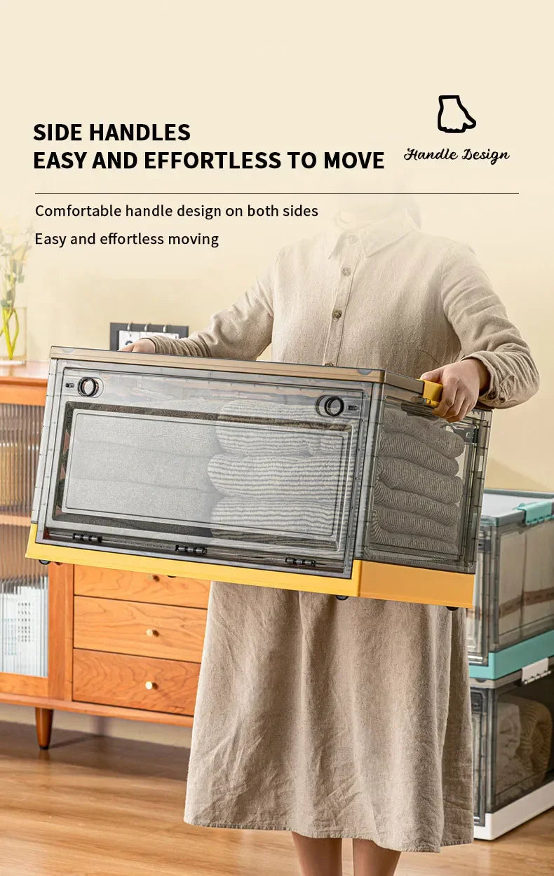 Foldable Transparent Storage Trunk — Large Capacity Plastic Organizer Box for Home, Wardrobe, and Clothes Storage
