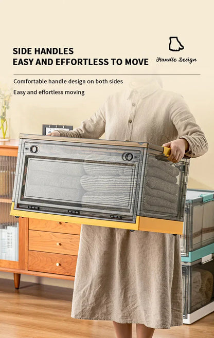 Foldable Transparent Storage Trunk — Large Capacity Plastic Organizer Box for Home, Wardrobe, and Clothes Storage