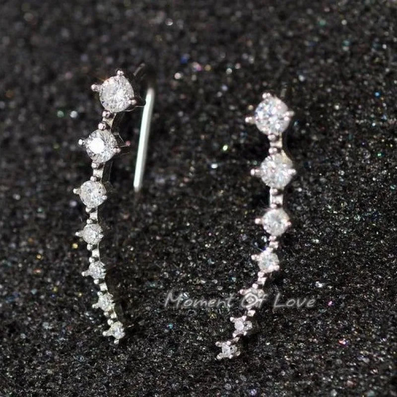 Women’s Gold Color Clip-On Earrings Set – Black & White Gem Rhinestone Ear Clips, Simple Fashion Party Jewelry