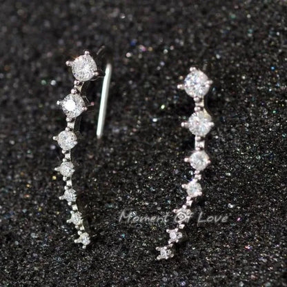 Women’s Gold Color Clip-On Earrings Set – Black & White Gem Rhinestone Ear Clips, Simple Fashion Party Jewelry