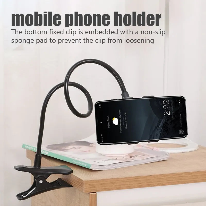 Universal Adjustable Mobile Phone Holder - Flexible Lazy Bed and Desktop Mount Bracket with Clip for Smartphones