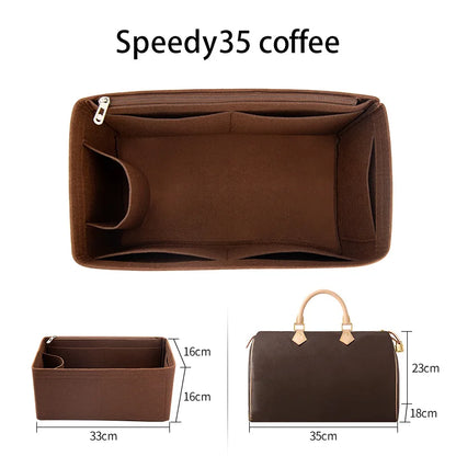 WUTA Felt Insert Bag Organizer — Inner Liner for LV Speedy 20/25/30/35 Handbags, Makeup & Travel Purse Storage