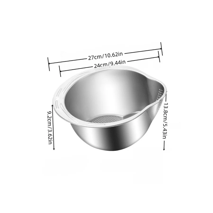 Stainless Steel Rice Washer Strainer Bowl – Multi-Purpose Rice, Fruit & Vegetable Sieve for Kitchen Use