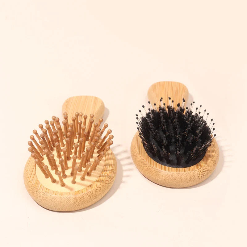Bamboo Mini Airbag Anti-Static Cushion Hair Brush — Reduce Hair Loss, Women’s Styling Comb