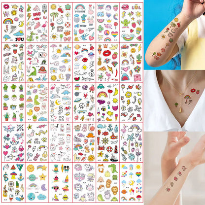 30pcs Black Temporary Tattoo Stickers - Flower Butterfly Rose Moon Star Mandala Designs for Hand, Chest & Body Art