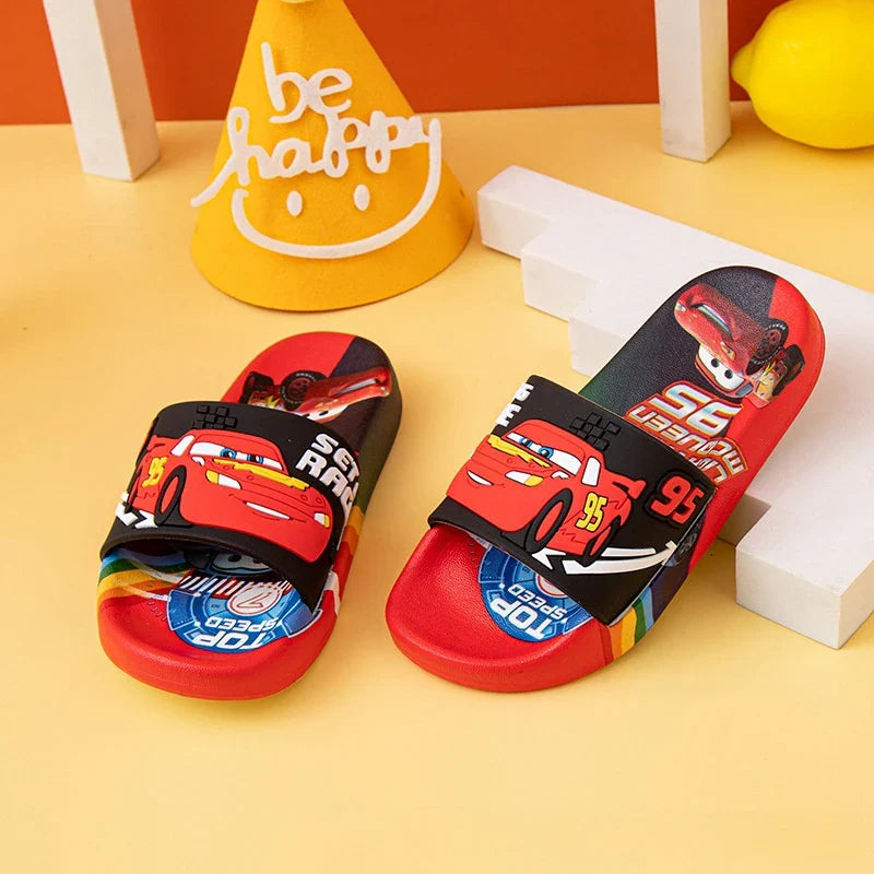New Summer Kids Cartoon Car Sandals – Soft Sole Anti-Slip Toddler Boys Shoes, All-Season Wearable Slippers