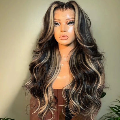 1B/27 Body Wave Human Hair Wig – 30” 13x4 HD Lace Frontal Ombre Blonde Brazilian Wig for Black Women