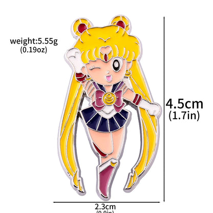6PCS Anime Star & Moon Metal Keychains — Sailor Moon Tsukino Usagi & Luna Cat Cosplay Props, Pendant Jewelry Ornament