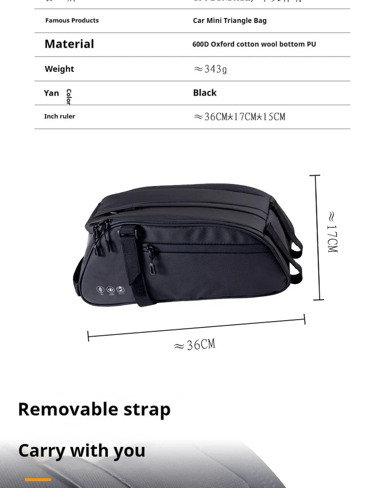 OFFBONDAGE Multifunctional Bicycle Saddlebag — Waterproof Reflective Top Tube Rack Bag, Handheld Large Capacity Adjustable Bike Bag